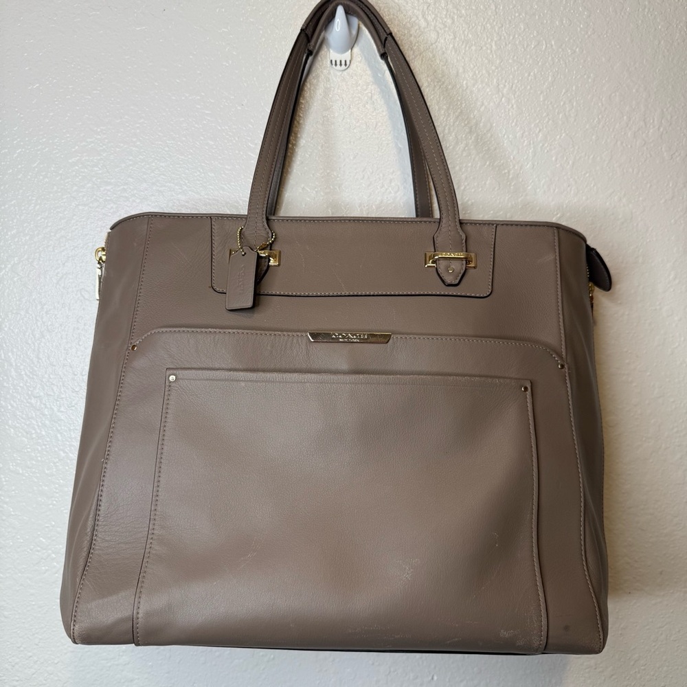 Coach Taylor Beige Leather and Suede Tote